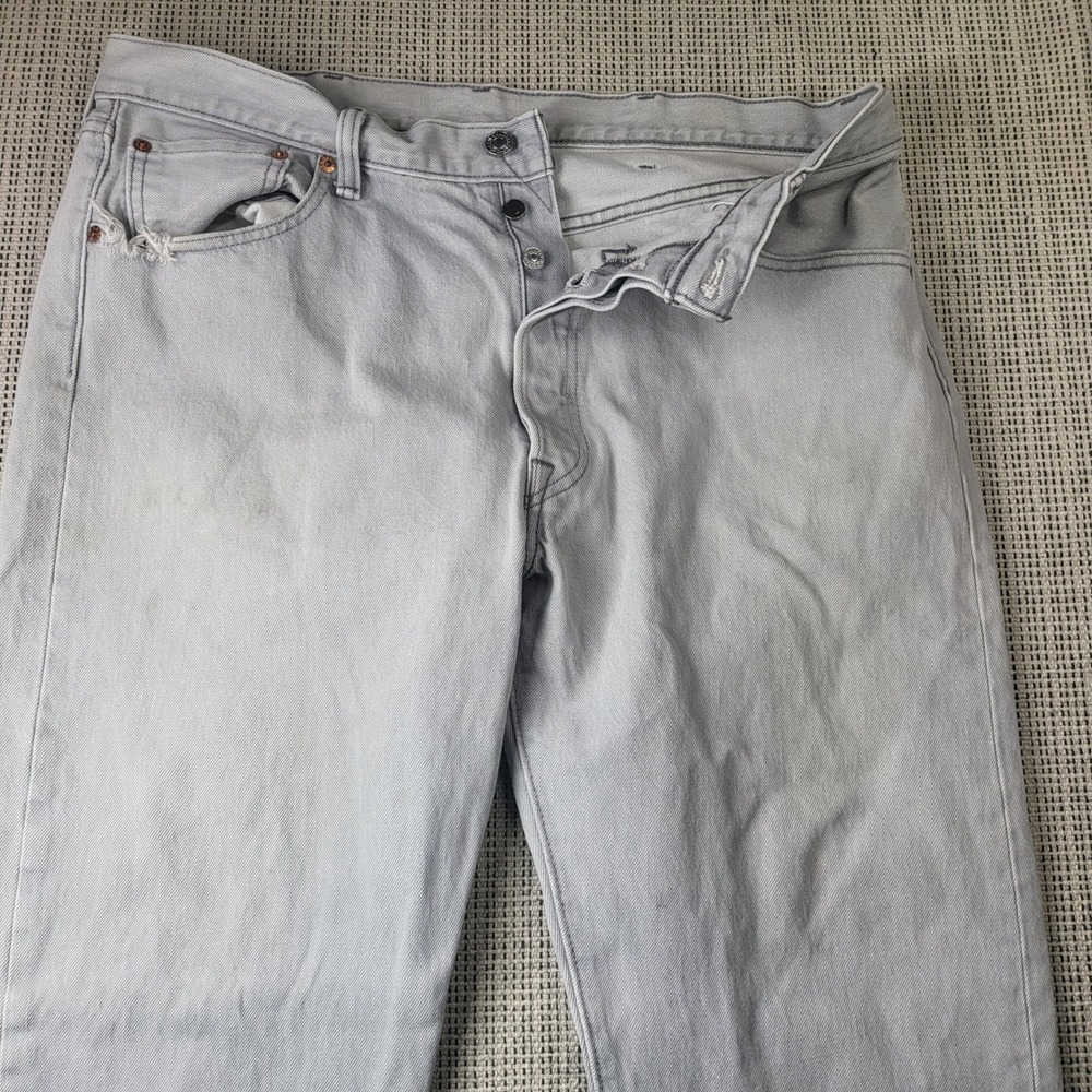 Levi's Jeans Mens 38x34 Grey 501 XX Straight Leg Button Fly Denim Distressed